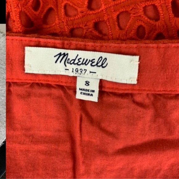 Madewell Orange Crochet Mini Skirt Size 8 | Summer Boho Chic Eyelet Style - Picture 6 of 7